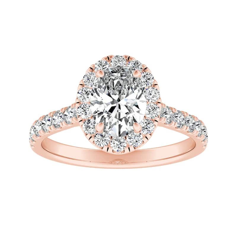 Auriya 14k Gold Classic Oval-cut Halo Diamond Engagement Ring 7/8ctw