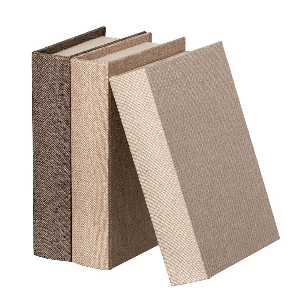 Vintiquewise 8" Classic Linen-Covered MDF Book Box Vintage-Style Decorative Storage Case for Keepsakes Jewelry & Documents