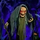 preview thumbnail 18 of 17, Haunted Hill Farm 5.3-Ft. Life-Size Talking Animatronic Witch with Red Eyes