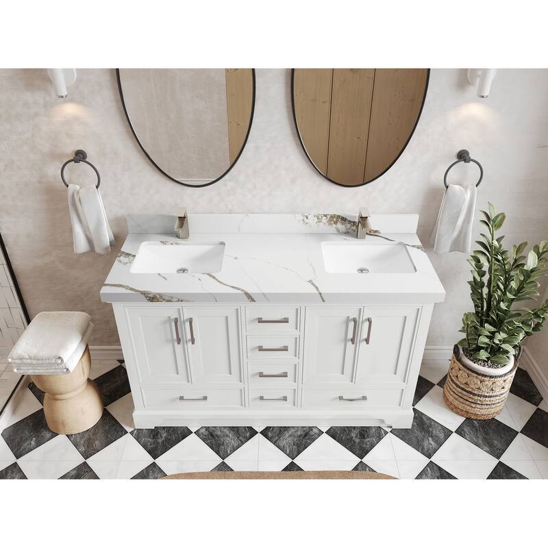Willow Collections 60 in. W x 22 in. D Charlotte Double Sink Bathroom Vanity with Countertop