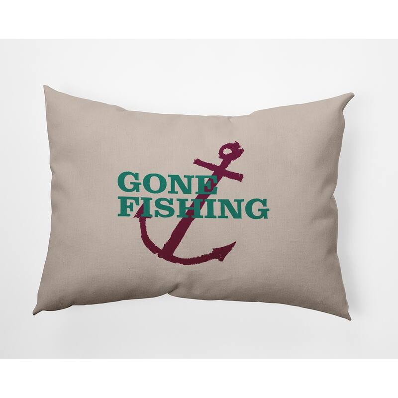 Gone Fishing Polyester Indoor Pillow - Kelly Green - 14" x 20"