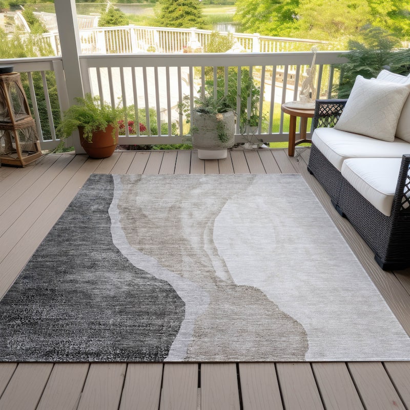 Machine Washable Indoor/ Outdoor Chantille Modern Abstract Rug