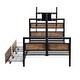 preview thumbnail 10 of 22, Twin Platform Bed w/ Headboard and Footboard, Metal Platform Bed Frame with 2 Storage Drawers and Rotatable TV Stand for Bedroom