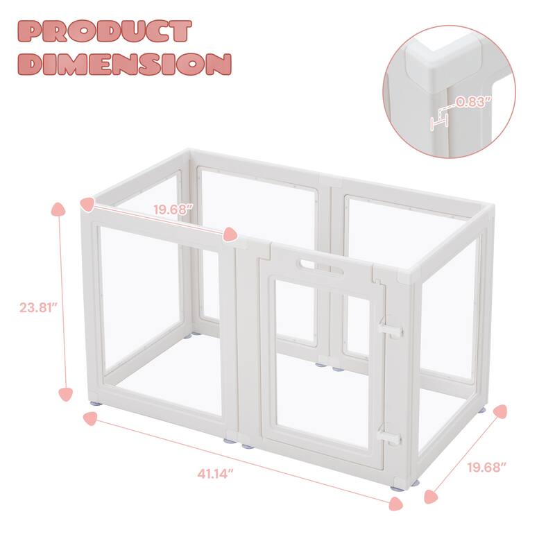 Erommy Clear Pet Pen with Door - Easy Assembly Playpen for Puppies, Cats, Dogs, Rabbits, and Small Animals