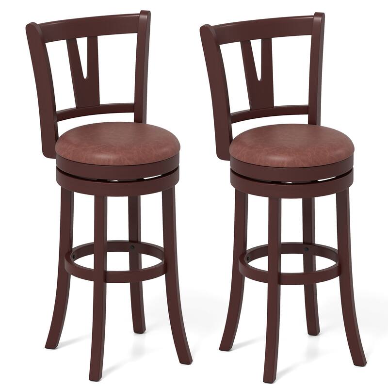 Gymax 30'' Bar Height Swivel Barstools Set of 4 High Backs & Footrests