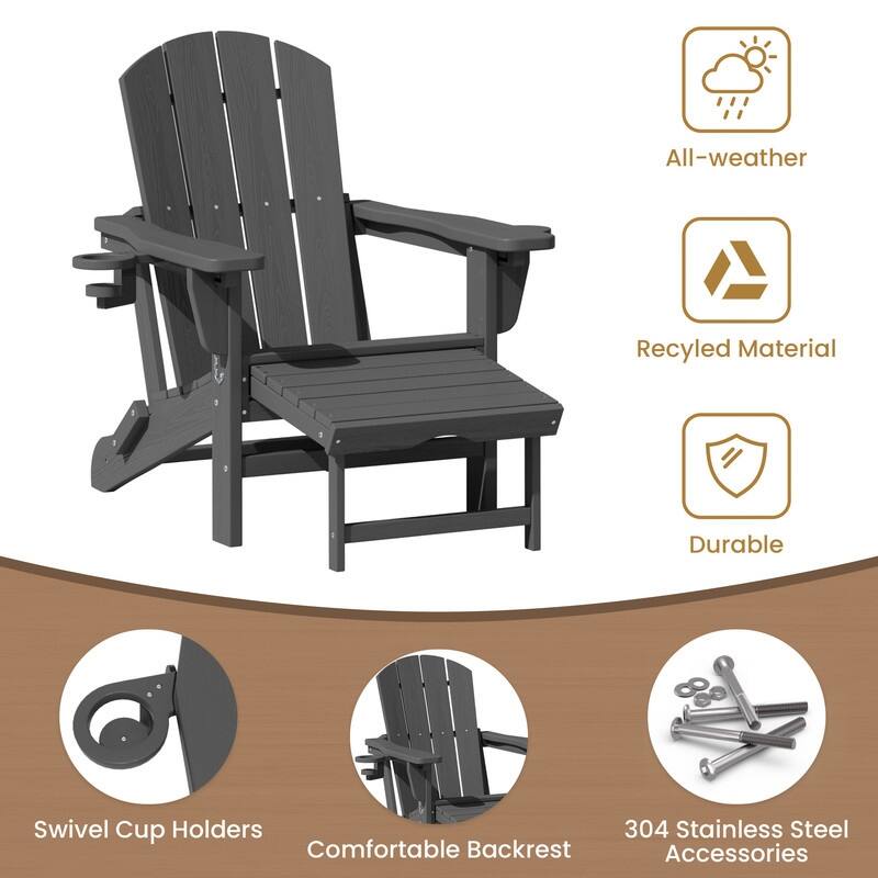 Folding Outdoor Chair with 3-Position Reclining Backrest & Telescoping Footrest