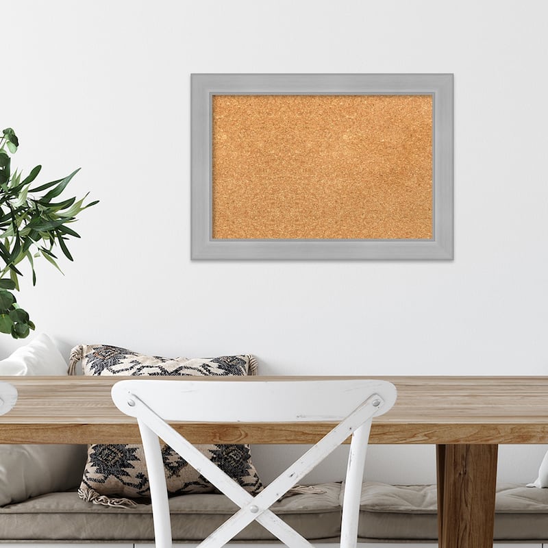 Vista Brushed Nickel Narrow Framed Cork Bulletin Memo Board