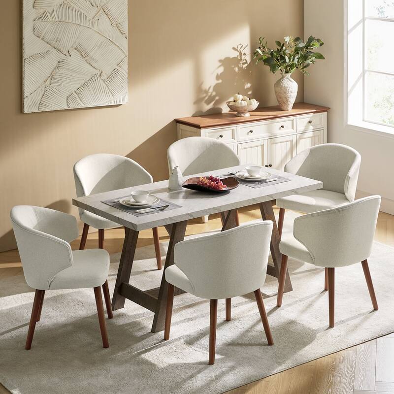Nina Dining Chair with Wing Back Solid Wood Legs Set of 6 by HULALA HOME
