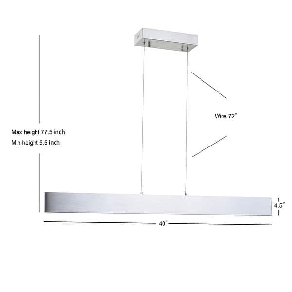 dimension image slide 1 of 11, Julian 40" Dimmable Adjustable Integrated LED Metal Linear Pendant, by JONATHAN Y