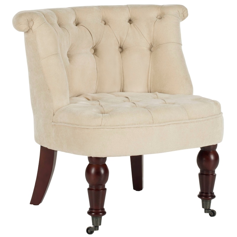 SAFAVIEH Shanell Natural Cream Tufted Chair - 26.4" x 24.2" x 27"