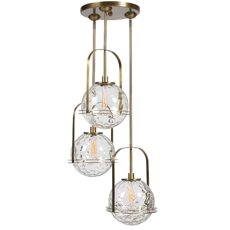 Uttermost 21541 Mimas 3 Light 24" Wide Shaded Multi Light Large - Antique Brass