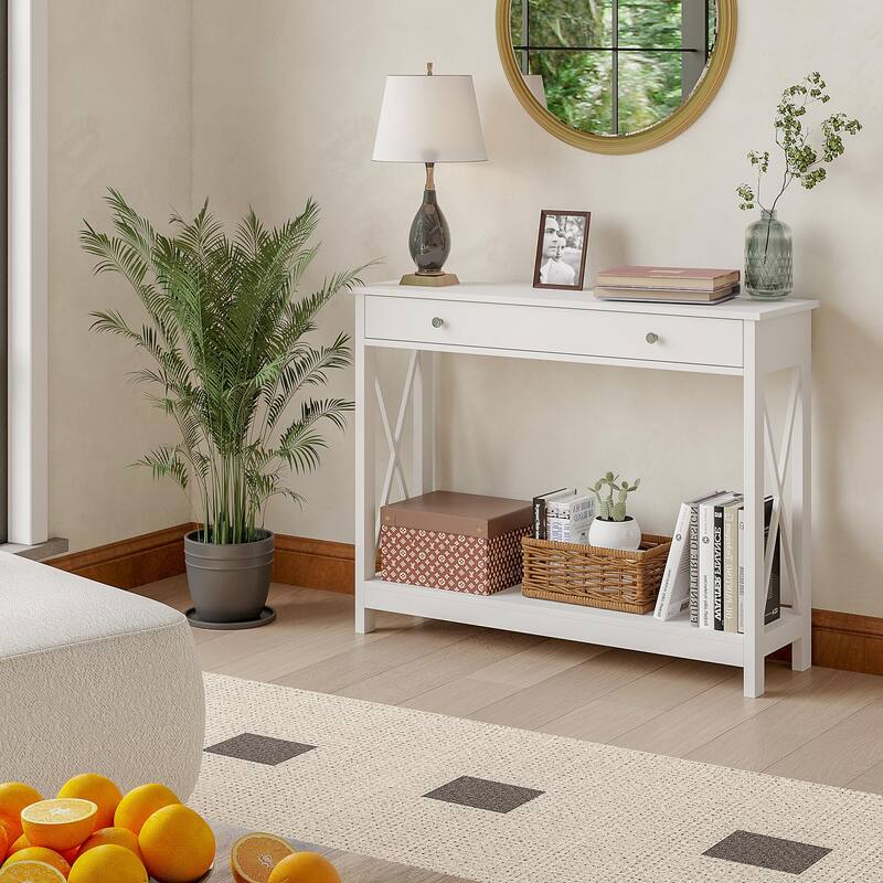 Console Table with Drawer and Storage Shelves,Foyer Entryway Sofa Table for Living Room,Hallway