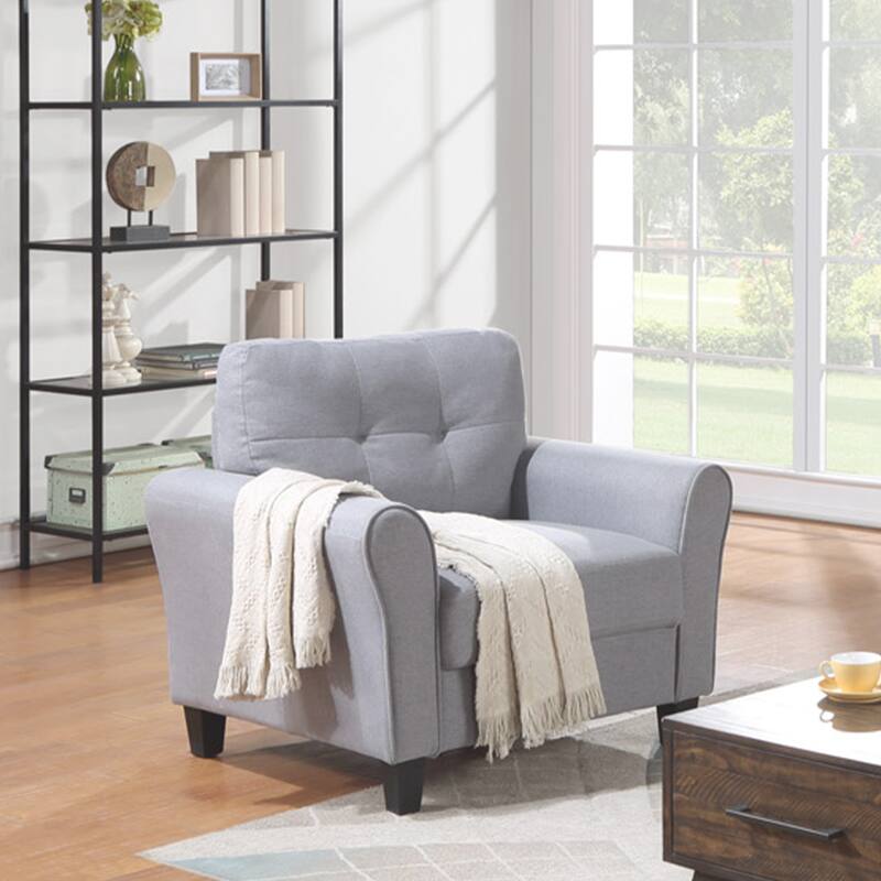 Modern Upholstered Sofa, 35" Linen Armchair Couch for Living Room - Blue