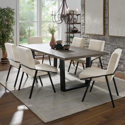 Ditmars Dark Brown Finish 84" Live Edge Dining Set by iNSPIRE Q Modern