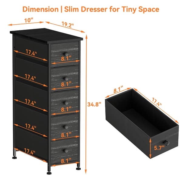 Narrow Black Storage Tower with 5 Removable Fabric Drawers, Small Spaces, Wood - Bed Bath & Beyond - 39968440 Narrow Black Storage Tower with 5 Removable Fabric Drawers, Small Spaces, Wood - Bed Bath & Beyond - 39968440