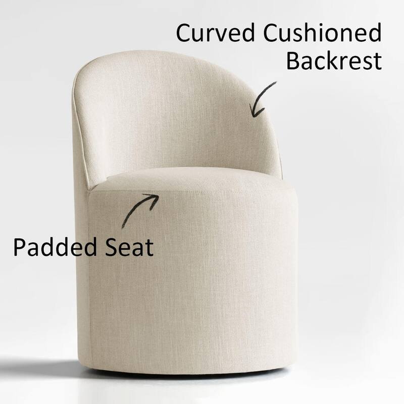 Upholstered Barrel Linen Dining Chair with Casters(Set of 4)
