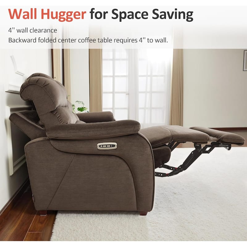 MCombo 61.6'' Wall Hugger Power Loveseat Recliner Sofa with Adjustable Headrest and USB A & C Charge Ports