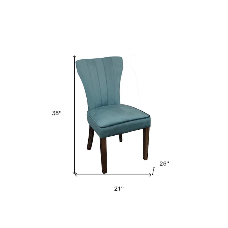 Set of 2 Velvet Upholstered Dining Chairs with Brown Wooden Legs - 26” x 21” x 38”