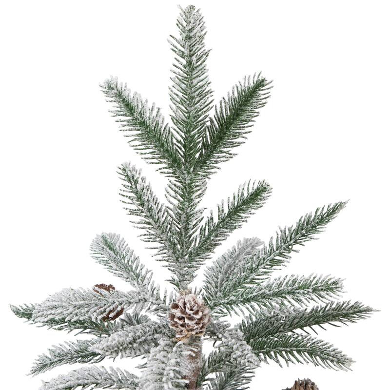 Flocked Potted Snowy Christmas Tree with Pinecones - 24.75" - Unlit