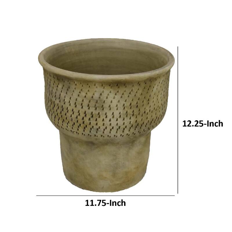 Kier Garden Planter, 12 Inch Tapered Base, Antique Gray Terracotta