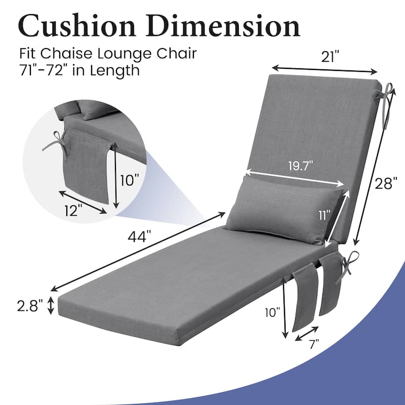 Outdoor Lounge Chair Cushions Patio Chaise Lounge Chair Seat Cushion with Pillow