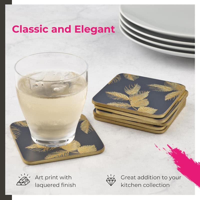 Pimpernel Set of 6 Sara Miller London Etched Leaves Coasters