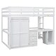 preview thumbnail 10 of 28, Full Size Wood Loft Bed with Wardrobe, Desk and Drawers