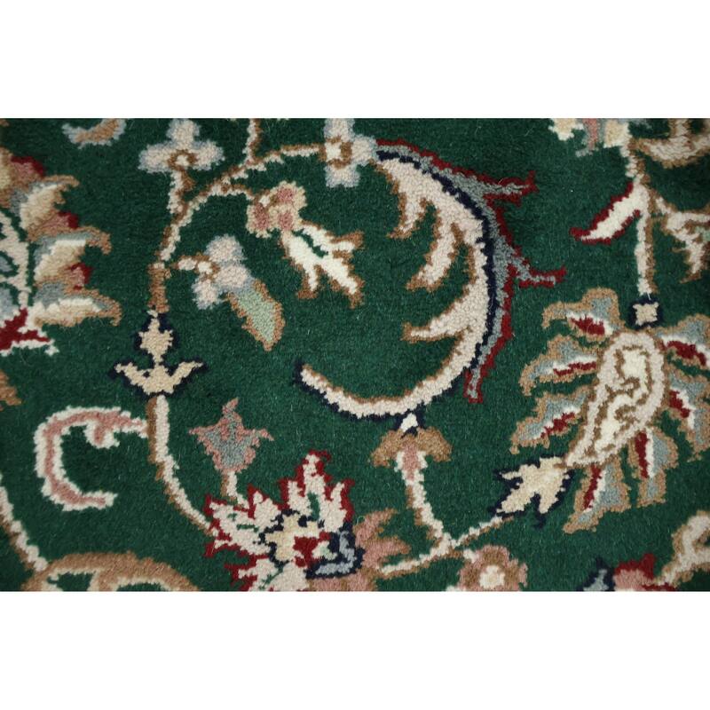 Hand Knotted Oriental 100% Wool Carpet Traditional All-Over Green Agra Area Rug - 5' 10'' X 4' 0''