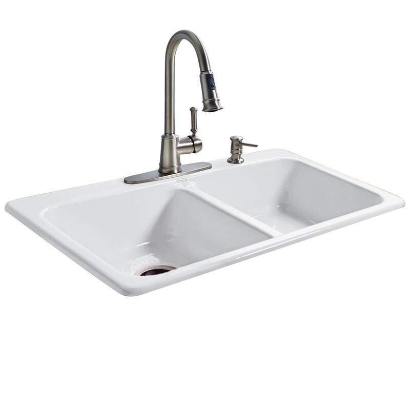 Miseno 33" Double Basin Drop In Cast Iron Kitchen Sink
