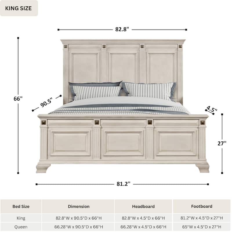 Roundhill Furniture Renova Distressed Parchment Wood Panel Bed