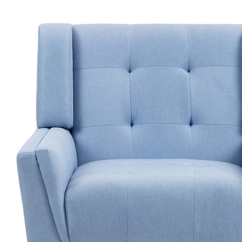 Modern Tufted Accent Chair Linen Armchairs Set of 2