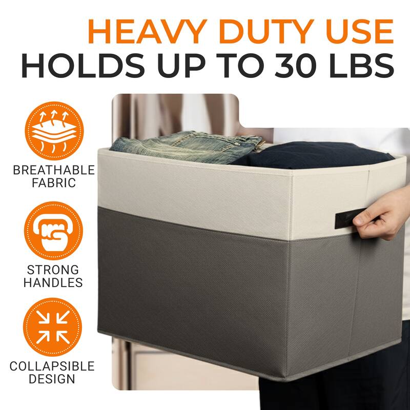 Cheer Collection 4 Pack Large Fabric Storage Baskets with Handles Collapsible Organizer Bins