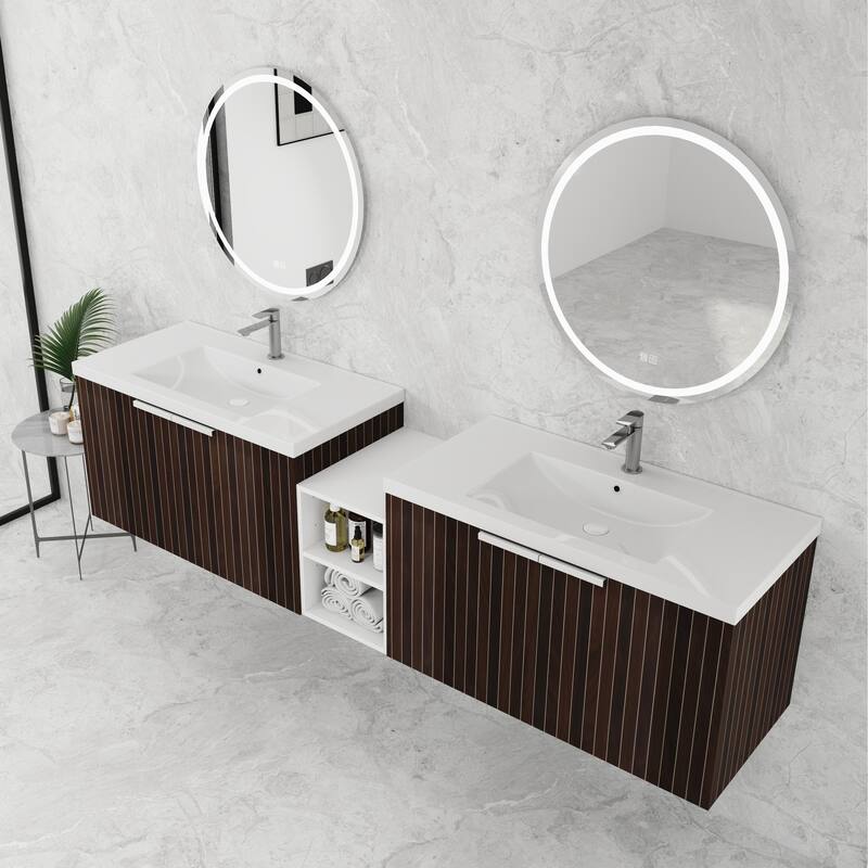 ARTCHIRLY 24/36/48/60/72/84 Inch Bathroom Vanity with Sink, Floating Bathroom Vanity with Soft Close Door and Shelf