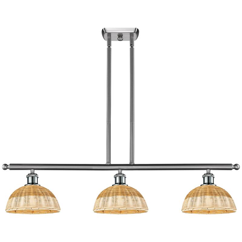 Innovations Lighting Endless Possibilities Ballston - Bristol Natural II - 3 Light 36" Stem Hung Island Light with 9" Shades - Brushed Satin Nickel