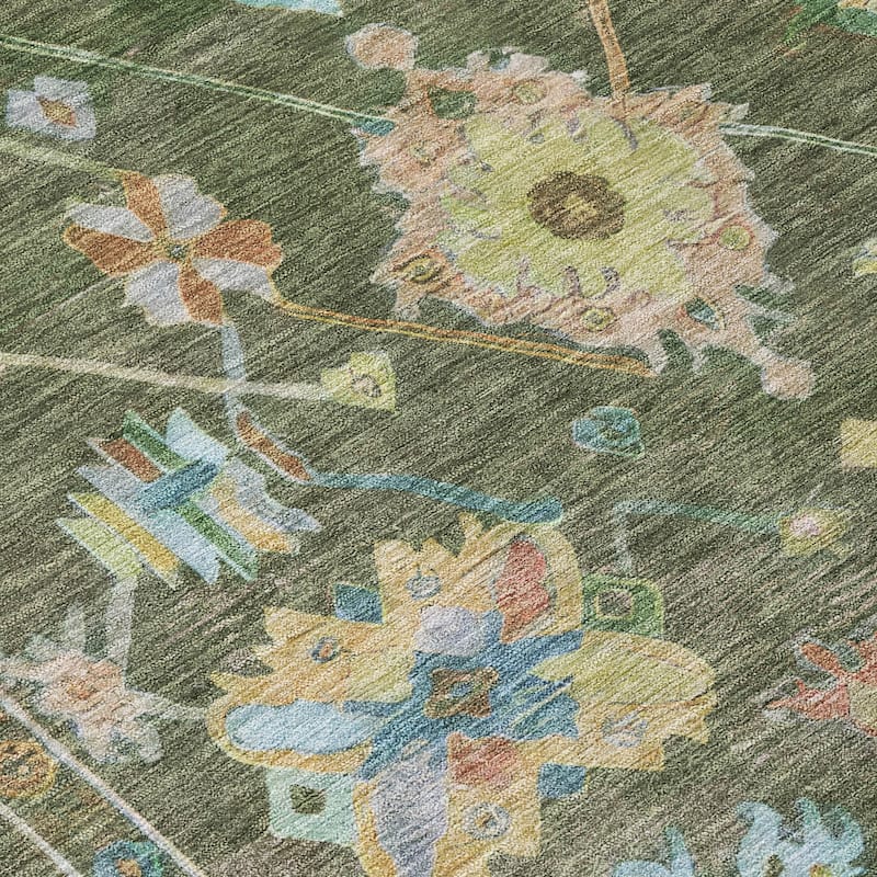 Machine Washable Indoor/ Outdoor Boho Traditional Chantille Rug