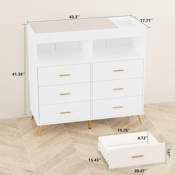 dimension image slide 1 of 3, Dresser for Bedroom with 6 Drawers