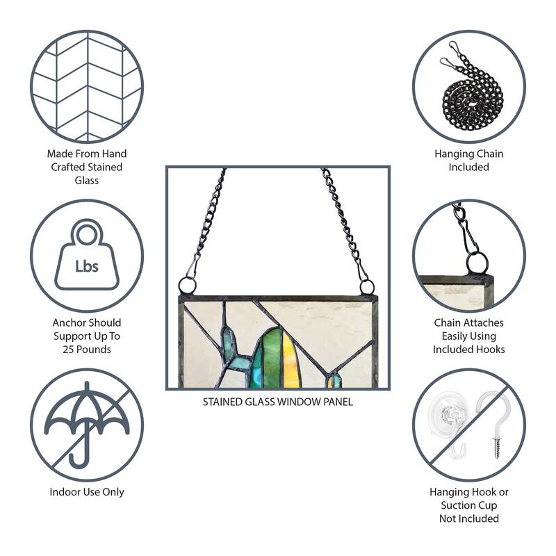 Mushrooms River of Goods Colored Stained Glass Vertical Window Panel