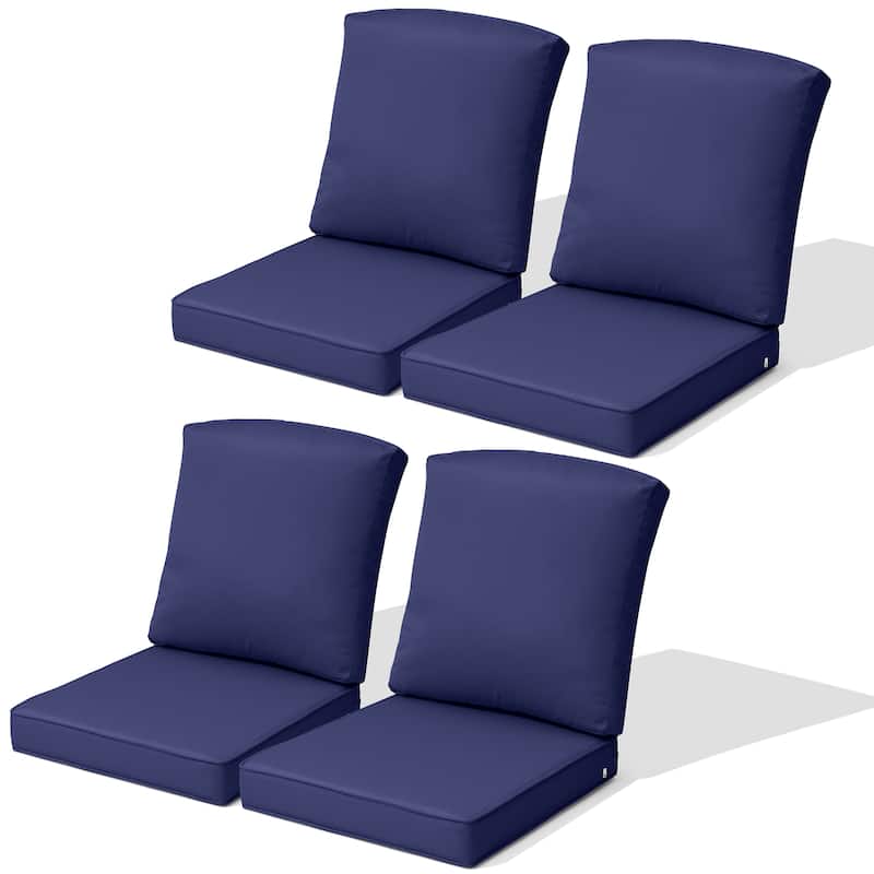 22 x 21 in Patio Premium fabric Outdoor Seat Cushions Set (Seat & Back) - 4PC - NavyBlue