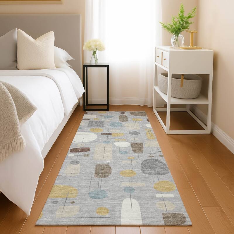 Machine Washable Indoor/ Outdoor Contemporary Fun Chantille Rug