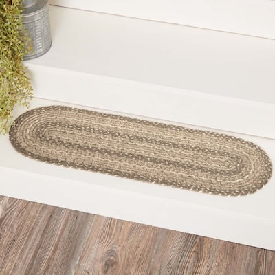 Cobblestone Jute Stair Tread Oval Latex 8.5x27 Farmhouse