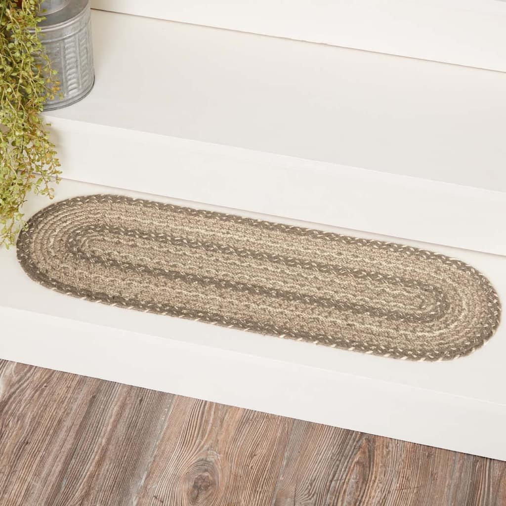 Cobblestone Jute Stair Tread Oval Latex 8.5x27 Farmhouse