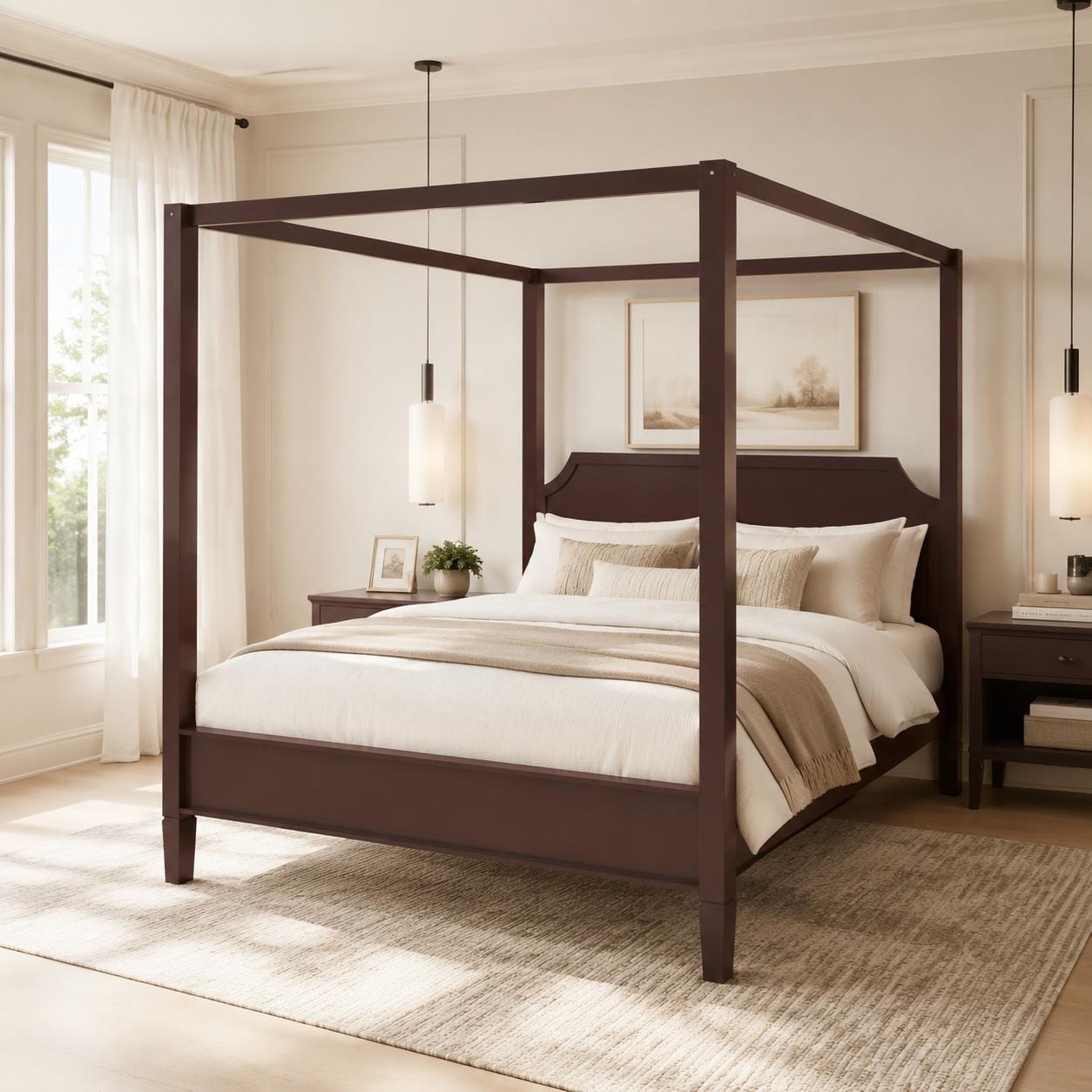 4-Post Wooden Canopy Platform Bed by Harper&Bright Designs