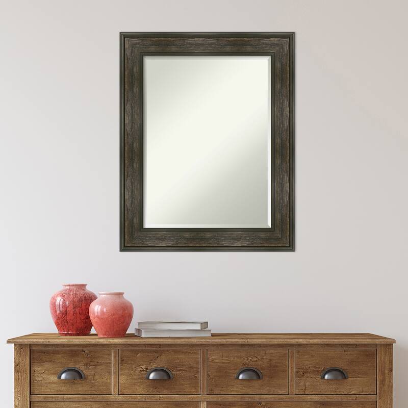 Beveled Wall Mirror - Rail Rustic Char Frame - Rail Rustic Char