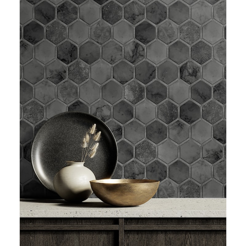 NextWall Inlay Hexagon Peel and Stick Wallpaper