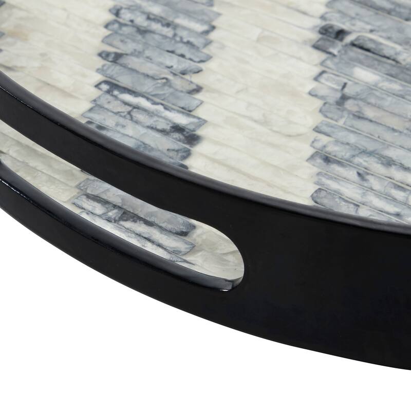 Black Shell Modern Tray (Set of 3) - 24 x 24 x 2Round