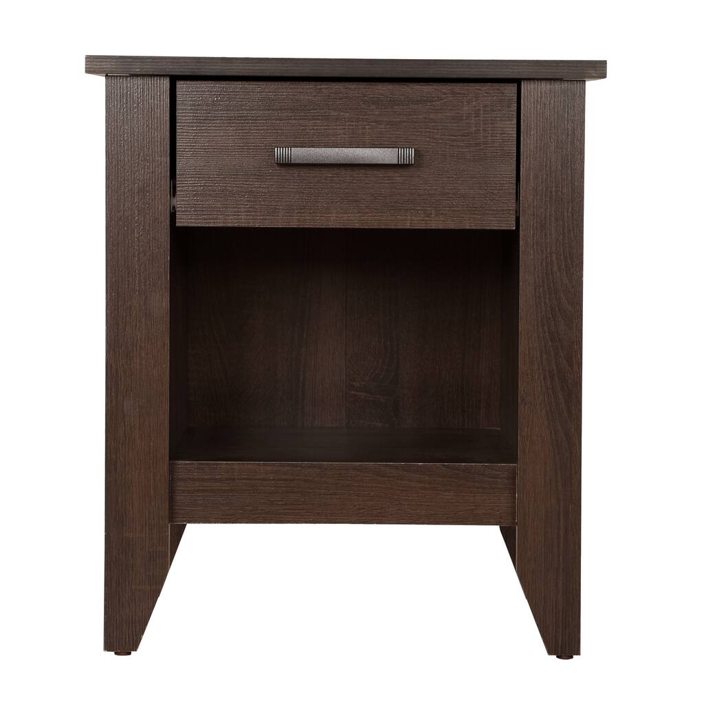 Nightstand with Drawer and Open Shelf - 24" - Dark Brown