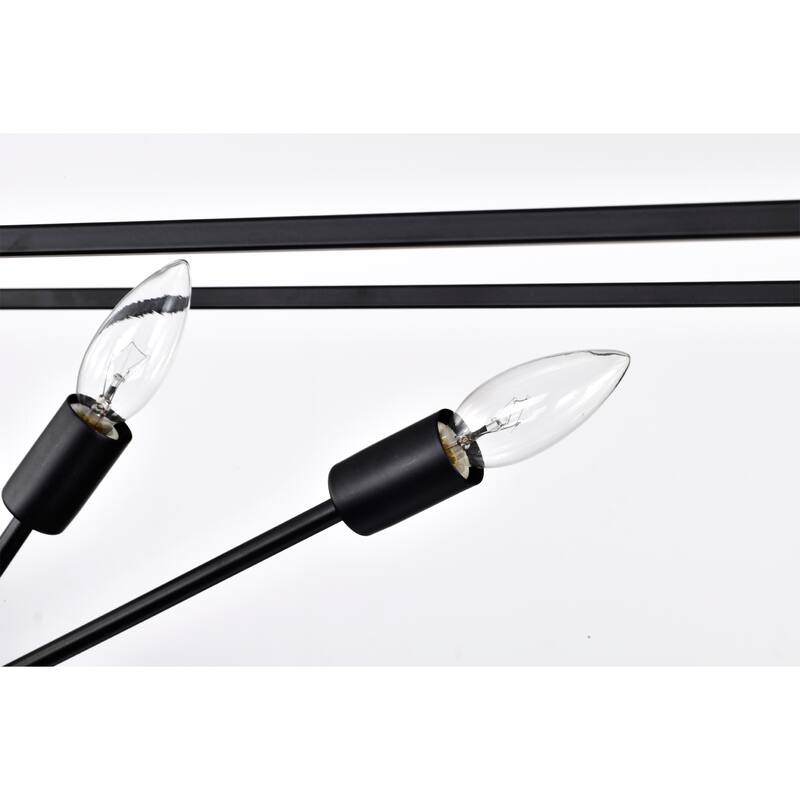Lysandra 48 Inch Modern Clean Look Style Silver Satin and Matte Black Finish Ceiling Lighted Chandelier 10-Light
