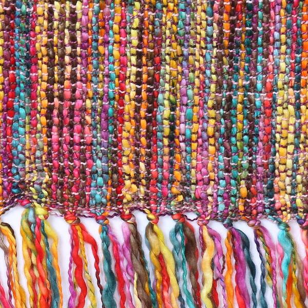 Shop Chunky Knit Throw Blanket Bright Colors Striped Fringe 48