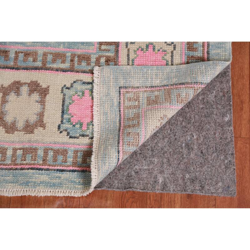 Hand Knotted Oriental 100% Wool Carpet Transitional Geometric Navy Blue & Blues Oushak Area Rug - 11' 1'' X 8' 5''