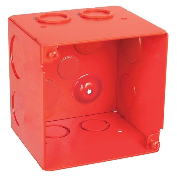 1 Pc, 4 Square, 3-1/2 in. Extra Deep Junction Box, Red, 1/2 & 3/4 in ...